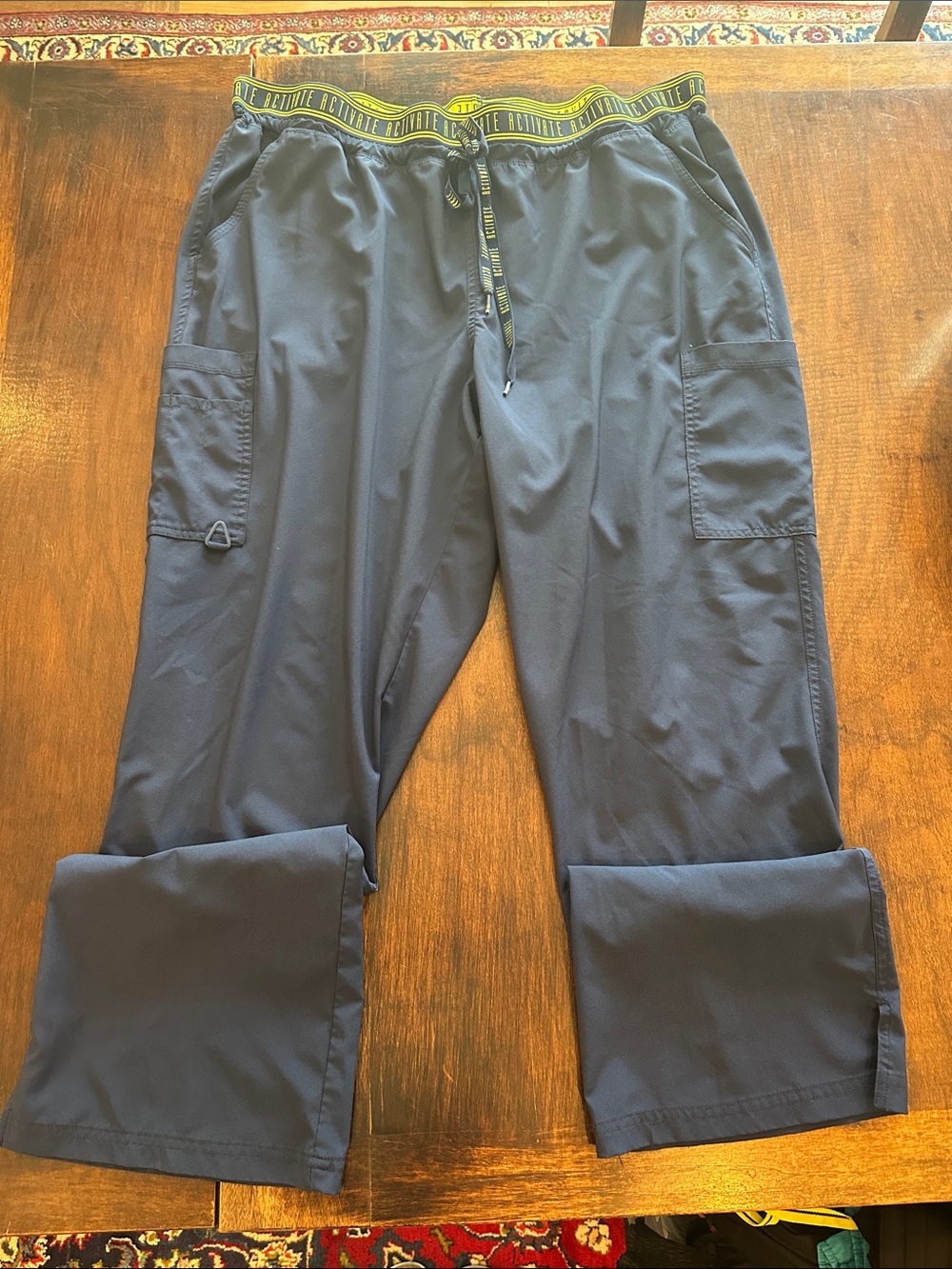 Med Couture Activate Navy Cargo Scrub Pants with Contrast Drawstring Waist